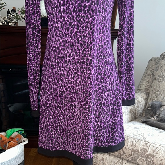 MICHAEL Michael Kors Black and Purple Patterned Long Sleeve Dress - Picture 3 of 6